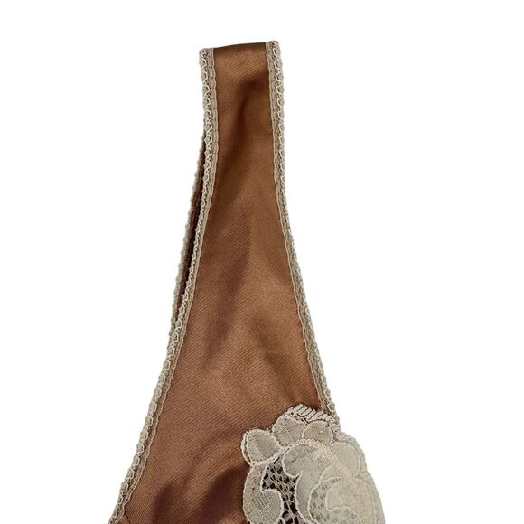 Vintage 1950's Van Raalte Womens Camisole Tank Brown Stretch Nylon Lace Feminine - Picture 5 of 13